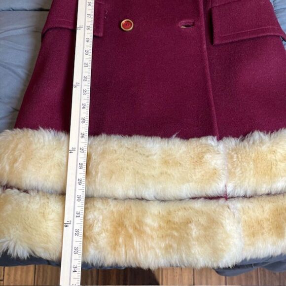 Vintage Winkelmans Wool Coat with Fur Trim Burgundy- Pristine condition! S/M - Picture 14 of 16
